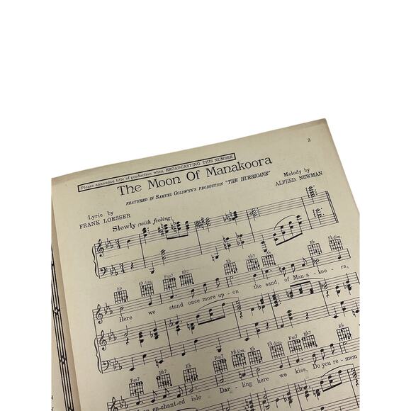 The Moon of Manakoora Sheet Music The Hurricane Newman Loesser Dorothy Lamour - Picture 3 of 5